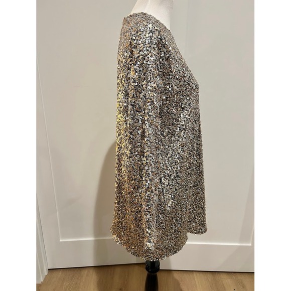 OPT by Anthropologie Glam Oversized All Over Sequin Long Sleeve Mini Dress Small - Picture 7 of 9
